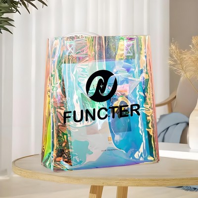 Iridescent Clear PVC Tote Bag W/ Holographic Handle
