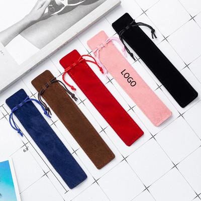 Custom Drawstring Pen Pouch Flannelette Case Pencil Sleeve Holder