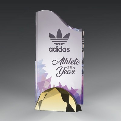 Acrylic Wave in Gold Semicircle Base -9"