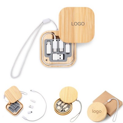 Multi USB Charging Cable and Adapter Kit with Bamboo box