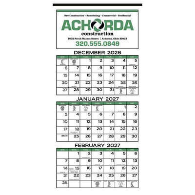 Skinner & Kennedy® 3-Month Display 12-Sheet Calendar