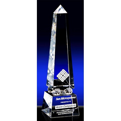 Crystal Obelisk Award on Four Point Base (3"x11"H)
