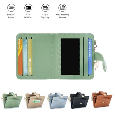 RFID Blocking Leather Credit Card Wallets With Keychain