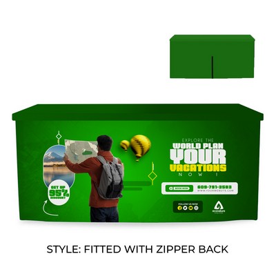 6' RPET Table Cover FITTED w/ ZIPPERED BACK