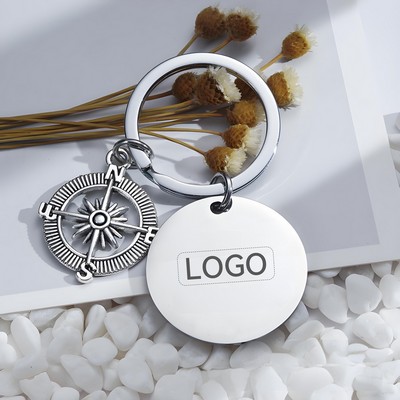 1.2" Metal Plate Key Chain w/Laser Engraved