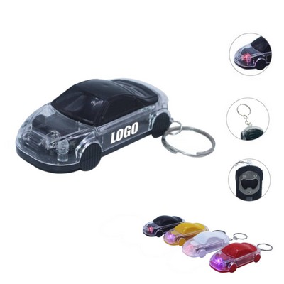 Car Shaped Bottle Opener Keychain With Led Light