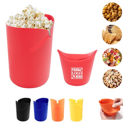 Foldable Silicone Popcorn Snack Bucket