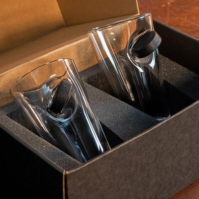Hockey Puck Embedded Pint Glass Gift Set