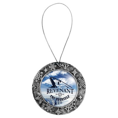 3" Antique Silver Ornament with 2" Insert Holder & Silver String (Insert is Not Included)