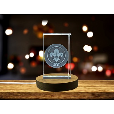 Scout Symbol 3D Engraved Crystal Award Trophy for Leaders