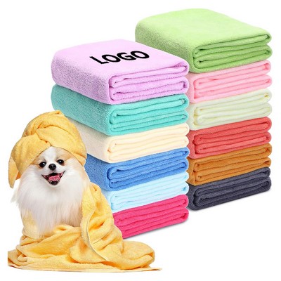 Coral Fleece Large Pet Bath Towel Ultra Absorbent Quick Dry