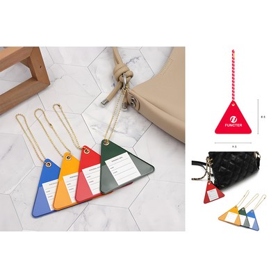 Triangle Shape PU Leather Luggage Tag Personalizable Travel ID Tag
