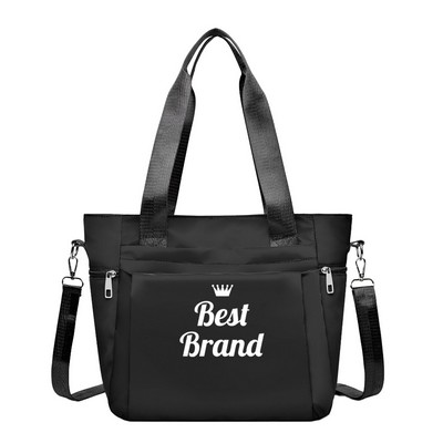 Versatile Black Tote with Adjustable Straps
