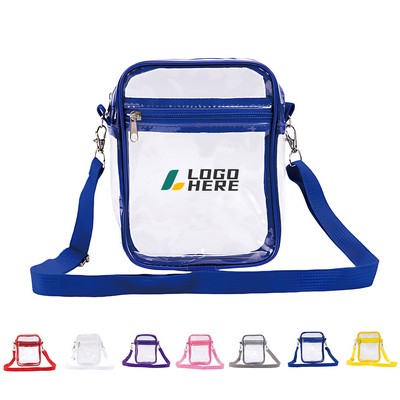 Stadium-Approved Clear PVC Crossbody Bag (8.66"x6.69"x2.36")