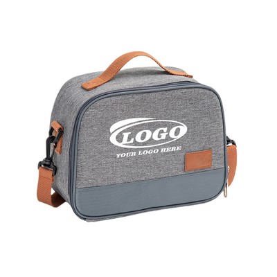 Insulated Fabric Lunch Bag with Handle and Shoulder Strap