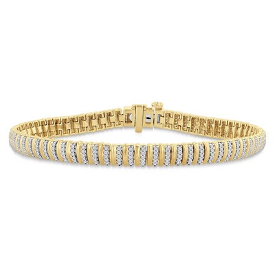 Jilco Ribbed Diamond Gold Bracelet