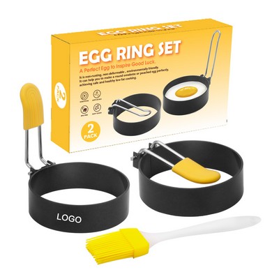 2 Pack Egg Ring for Frying Eggs set Round Egg Shaper Mold with Anti-scald Handle