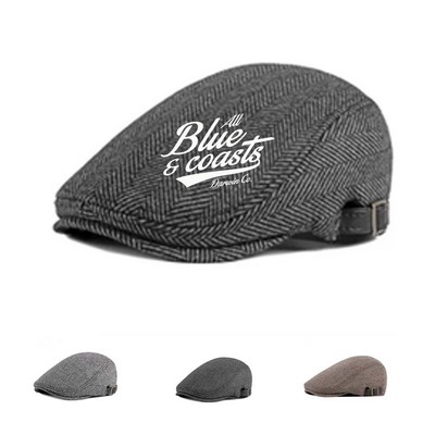 Classic Men's Tweed Herringbone Newsboy Cap