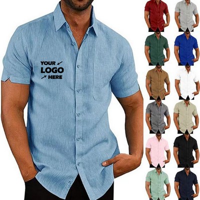 Men's Short Sleeve Linen Shirt