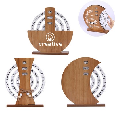 Wooden Perpetual Desk Calendar