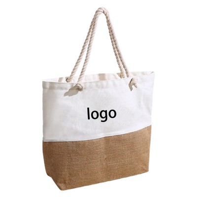 Large Capacity Waterproof Shoulder Canvas Tote Bag with Rope Carrying Handle