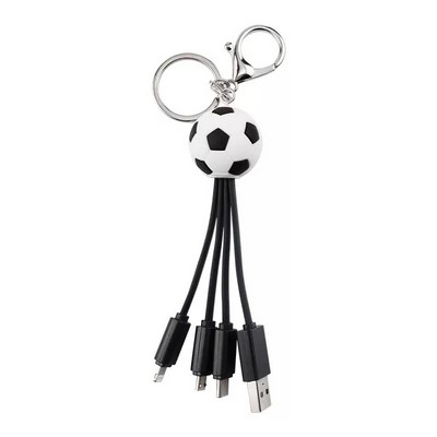 Custom Shape PVC 4-in-1 Charging Cable with Key Chain