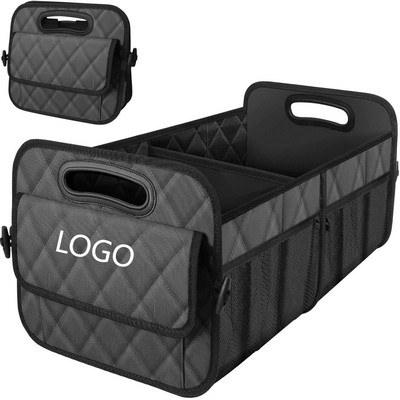 Quilted Collapsible Car Trunk Organizer with Multi-Compartments