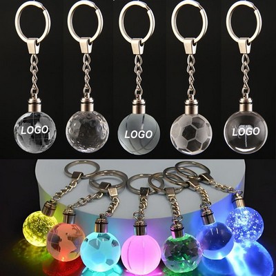 3D Crystal Ball LED Light Keychain