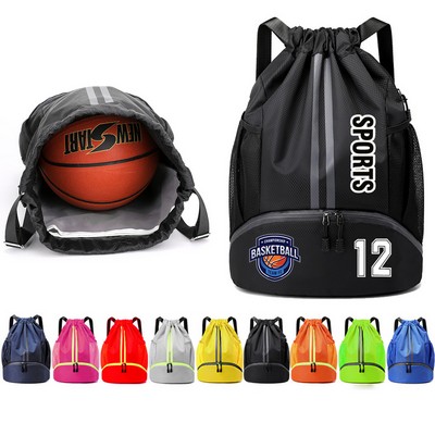 Sports Drawstring Backpack String Swim Gym Bag with Pocket