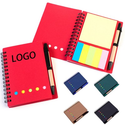 A6 Spiral Notebook with Pen And Sticky Notes