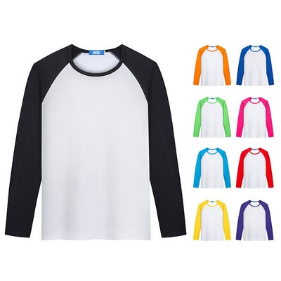 Modal Long Sleeve Colorblock Crew Neck Shirt