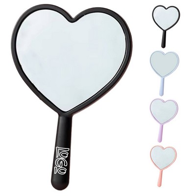 Portable Handheld Heart Shaped Makeup Mirror