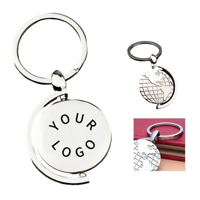 Zinc Alloy Globe Rotating Key Chain 1.9" Length x 1.4" Width