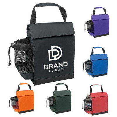 Custom Insulated Lunch Cooler Bag With Bottle Pocket