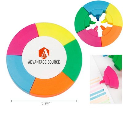 5-Color Round Highlighter for School and Office