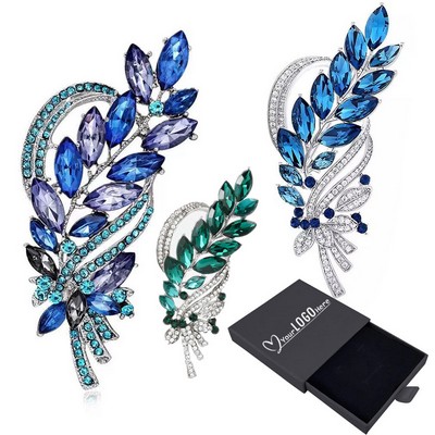 Exquisite Wheat Crystal Rhinestone Lapel Pin for Women