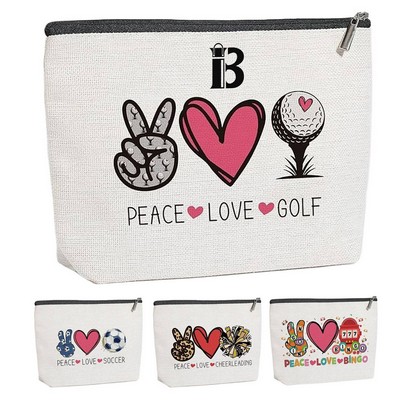 Compact Waterproof Linen Cosmetic Bag for Golf Lover