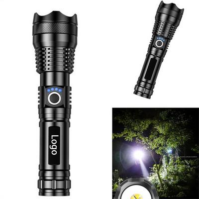 USB-Charged Telescopic Zoom Aluminum Alloy Flashlight