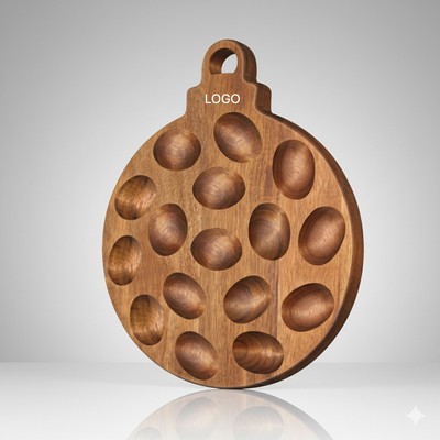 Wooden Double Sided Egg Tray Deviled Egg Serving Platter Cheese Snack Board