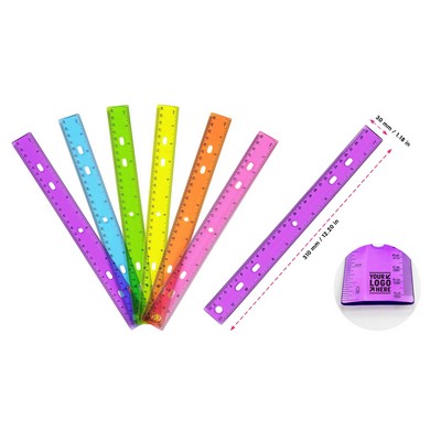 12" Kids School Home Office Transparent Ruler Plastic Metric Bulk Ruler With Inches Centimeters