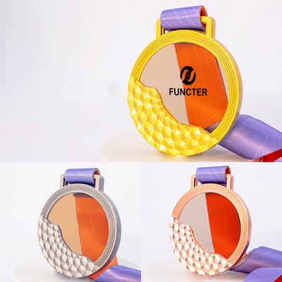 Geometric Orange Crystal Award Medal