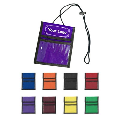 Zippered Neck Wallet with Clear Display Pocket