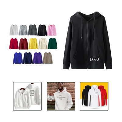 Unisex Zipper Cotton Hoodie Jacket