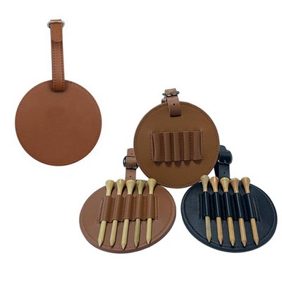 Round PU Leather Golf Tee Holder