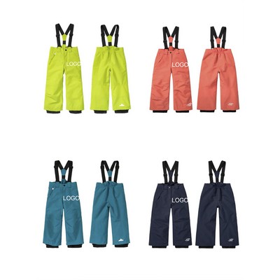 Kids' High-Waisted Suspender Ski Pants(S-M)
