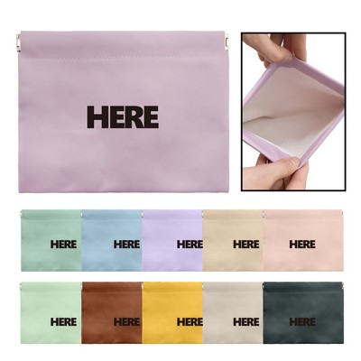 PU Leather Snap Clasp Organizer Pouch Bag