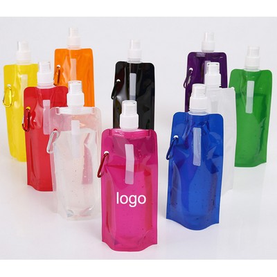16oz Portable Foldable Sports Water Bag with Carabiner