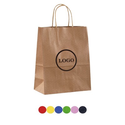 Eco-Friendly Recycled Natural Matte Kraft Paper Shopper Tote Bag with Twisted Handle