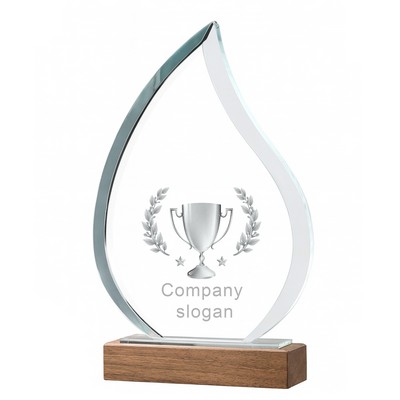 K9 Crystal Award With Wooden Base