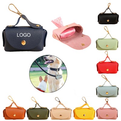 Leather Dog Poop Bag Holder Dispenser With Clip